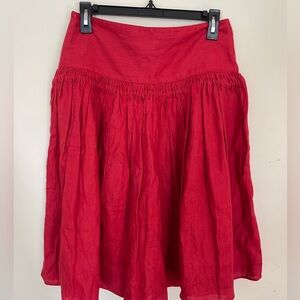 Zara Red Cotton | A-Line Midi Skirt | Summer Boho | Size M